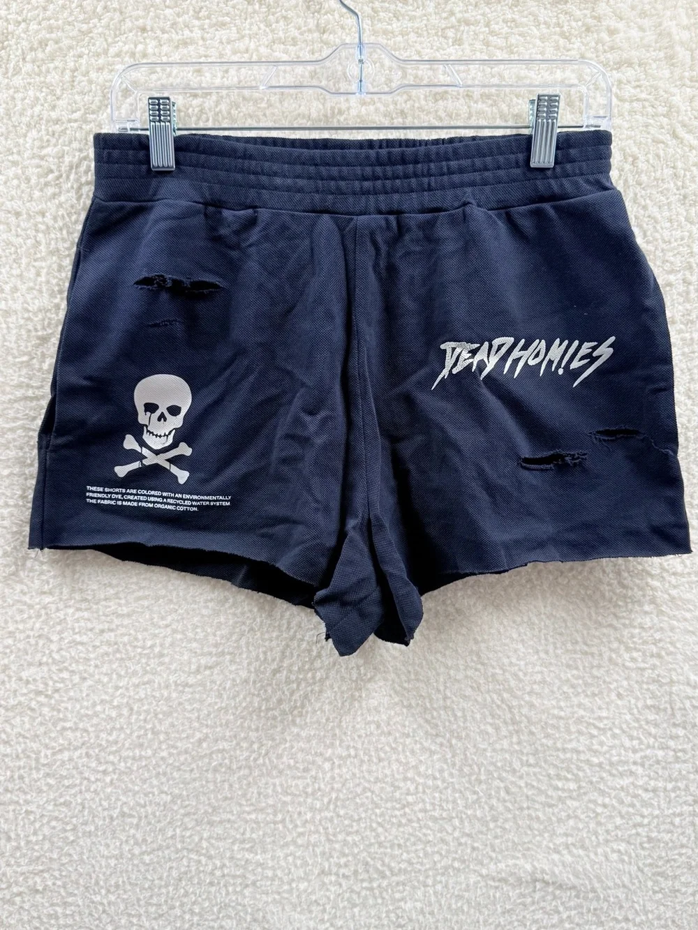 Pangaia Black Skull graphic Distressed short 100% Cotton Size M